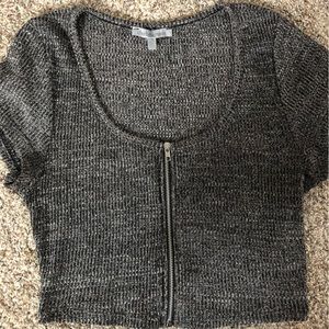 Gray Zipper Top